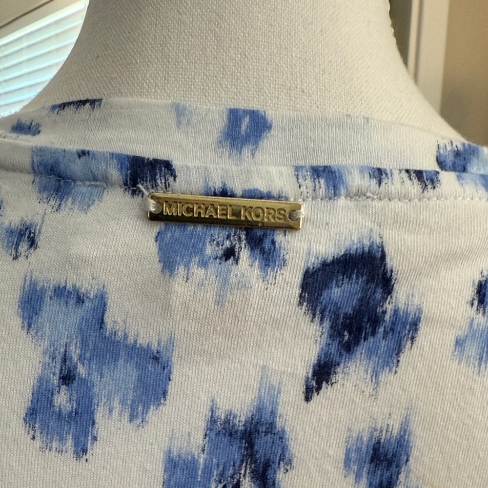 Michael Kors Blue & White Floral Print Maxi Dress/Size L - Picture 8 of 13